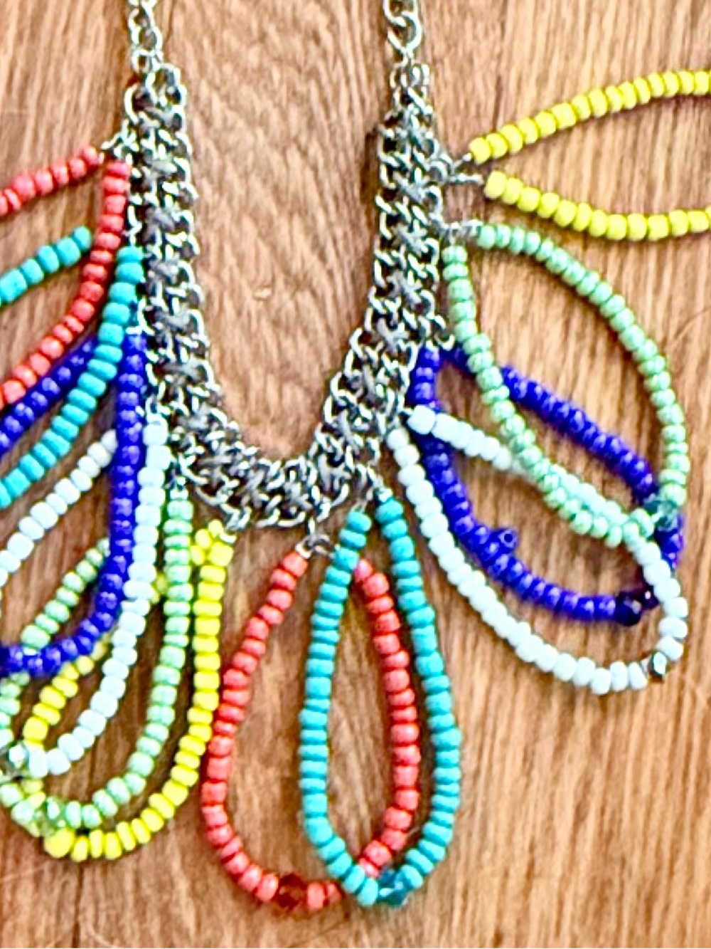 Y2K Maximalist Boho Seed Beas Statement Necklace 16"